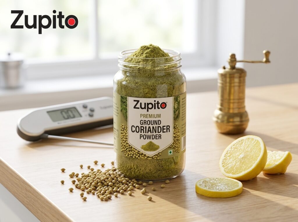 Zupito natural dhaniya powder cold-ground cold-process visualization