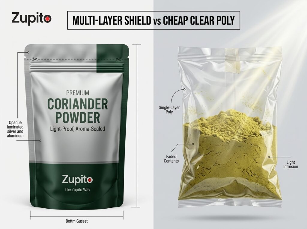 Comparing advanced barrier packaging margins with low cost generic dhaniya powder price configurations.