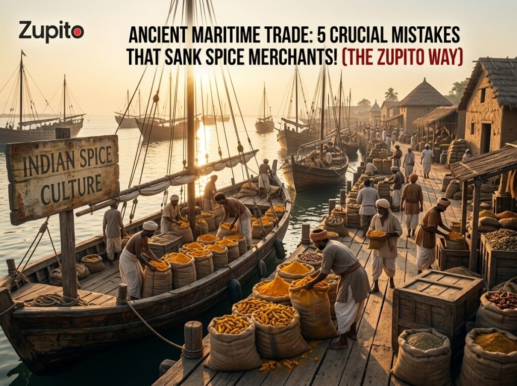 indian merchants loading ships with turmeric for ancient spice trade routes