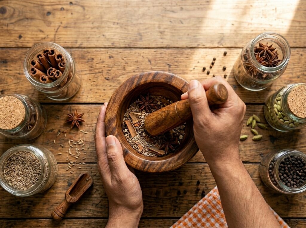 freshly ground spices toast and grind method