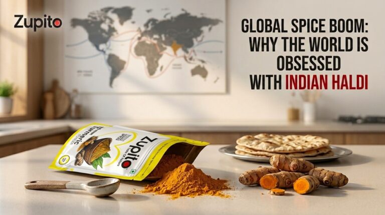 Indian spices global demand premium cold ground turmeric packs shipped worldwide