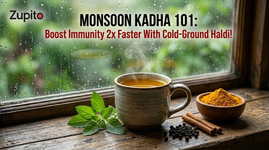 monsoon immunity kadha recipe with cold ground haldi and black pepper