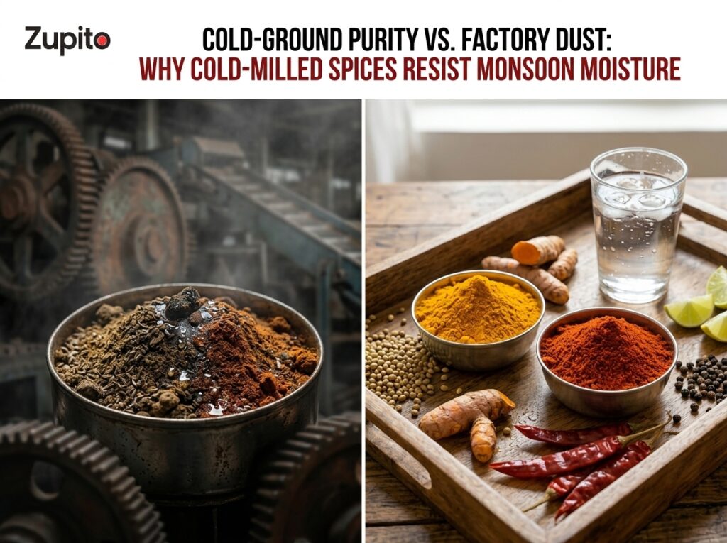 cold ground spices benefits vs scorched industrial factory spice powder comparison
