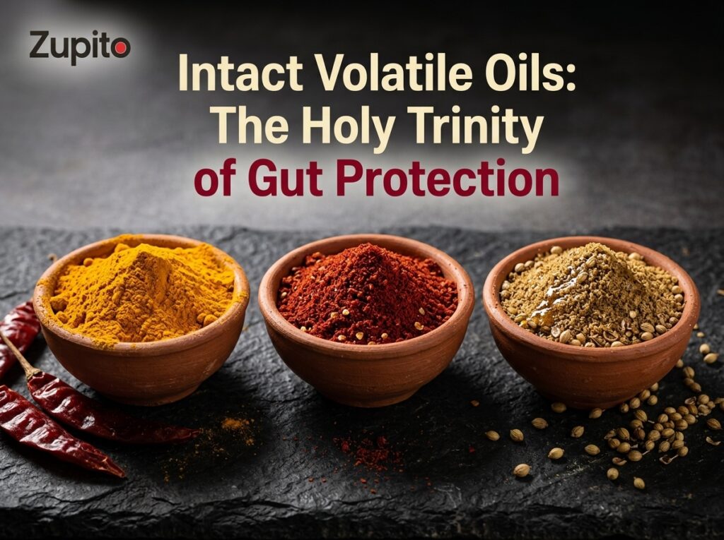 pure spices benefit from intact volatile plant oils in rustic bowls