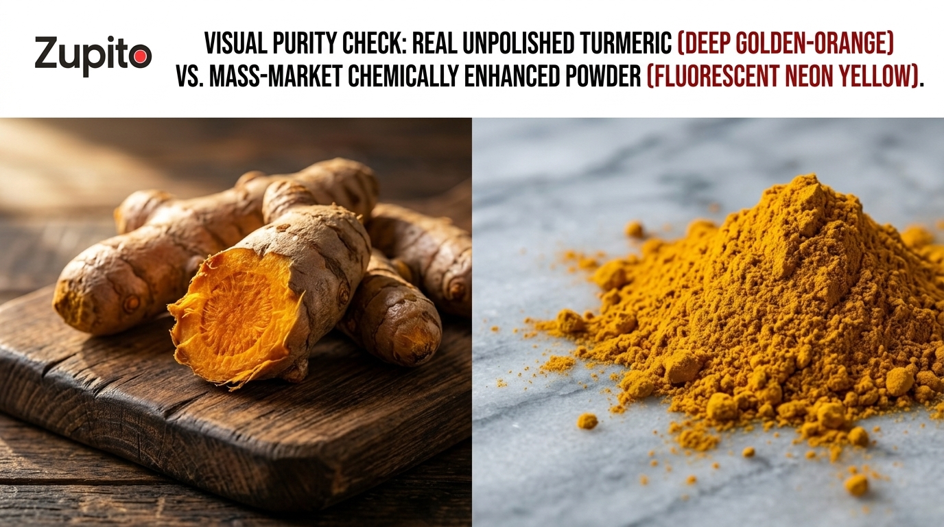 how to spot real haldi vs fake polished turmeric powder