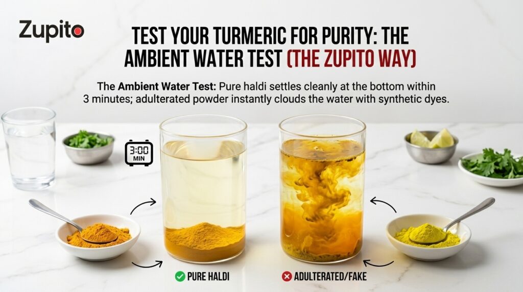 how to spot real haldi water suspension test in kitchen