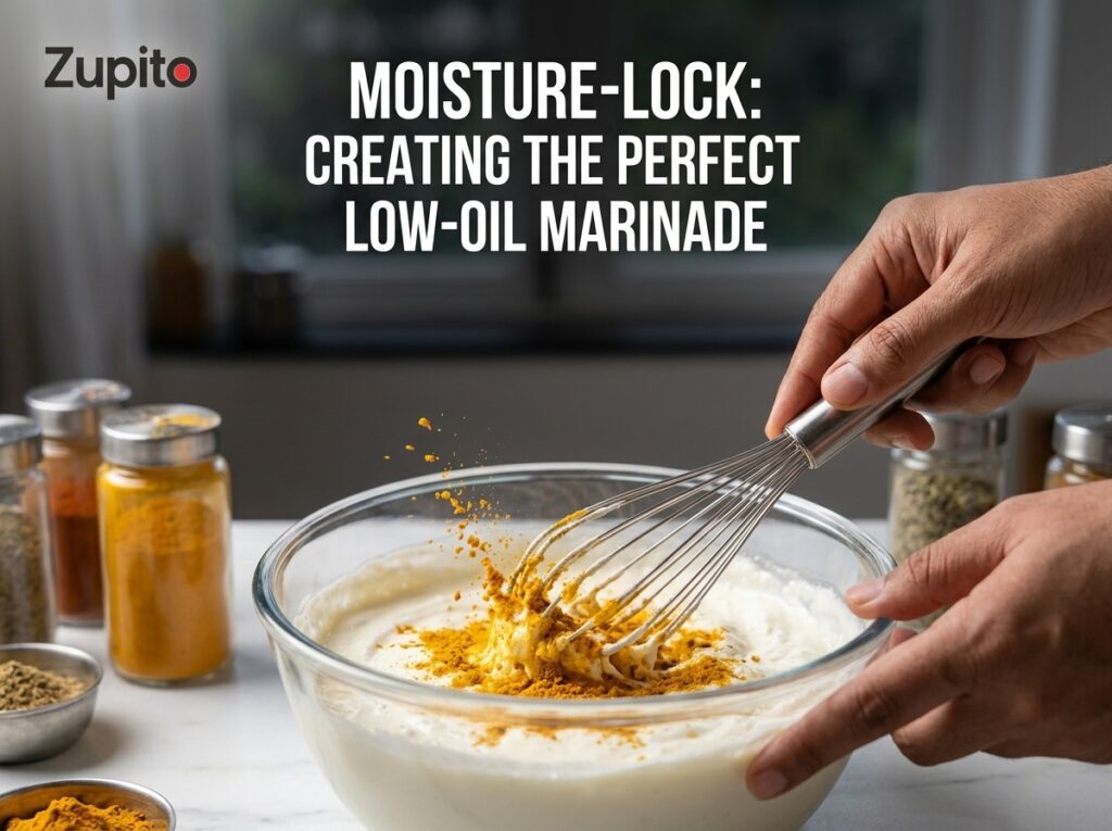 whisking thick hung curd marinade with pure spices benefit for air fryer snacks recipe